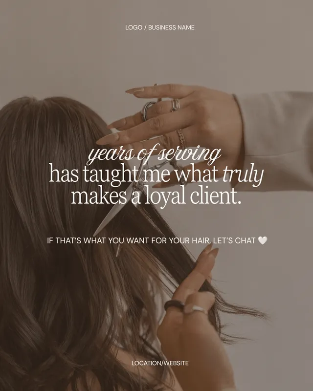Customizable Canva Instagram post template for hairstylists — example 1